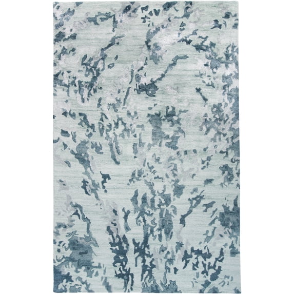 Feizy Dryden Transitional Abstract, Blue/Green/Silver, 2' x 3' Accent Rug Sheen Handmade Industrial Watercolor Design Carpet for Living Dining Bed Room