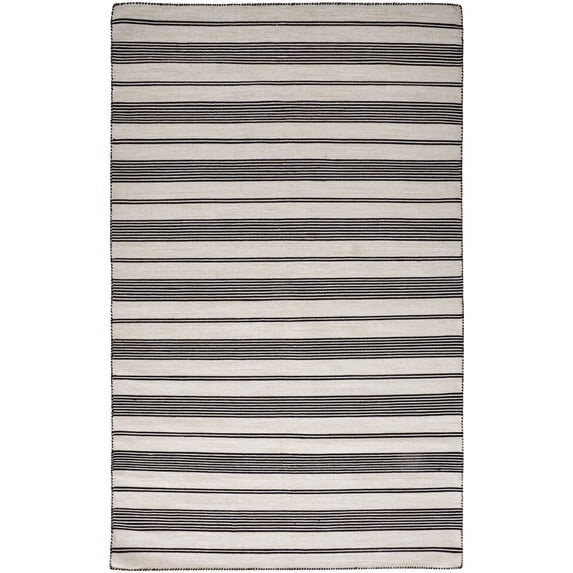 Feizy Duprine Transitional Stripes, Black/White/Ivory, 10' x 14' Area Rug Easy Care Fade Resistant Stain Resistant Casual Geometric Floor Rug for Living room Bedroom