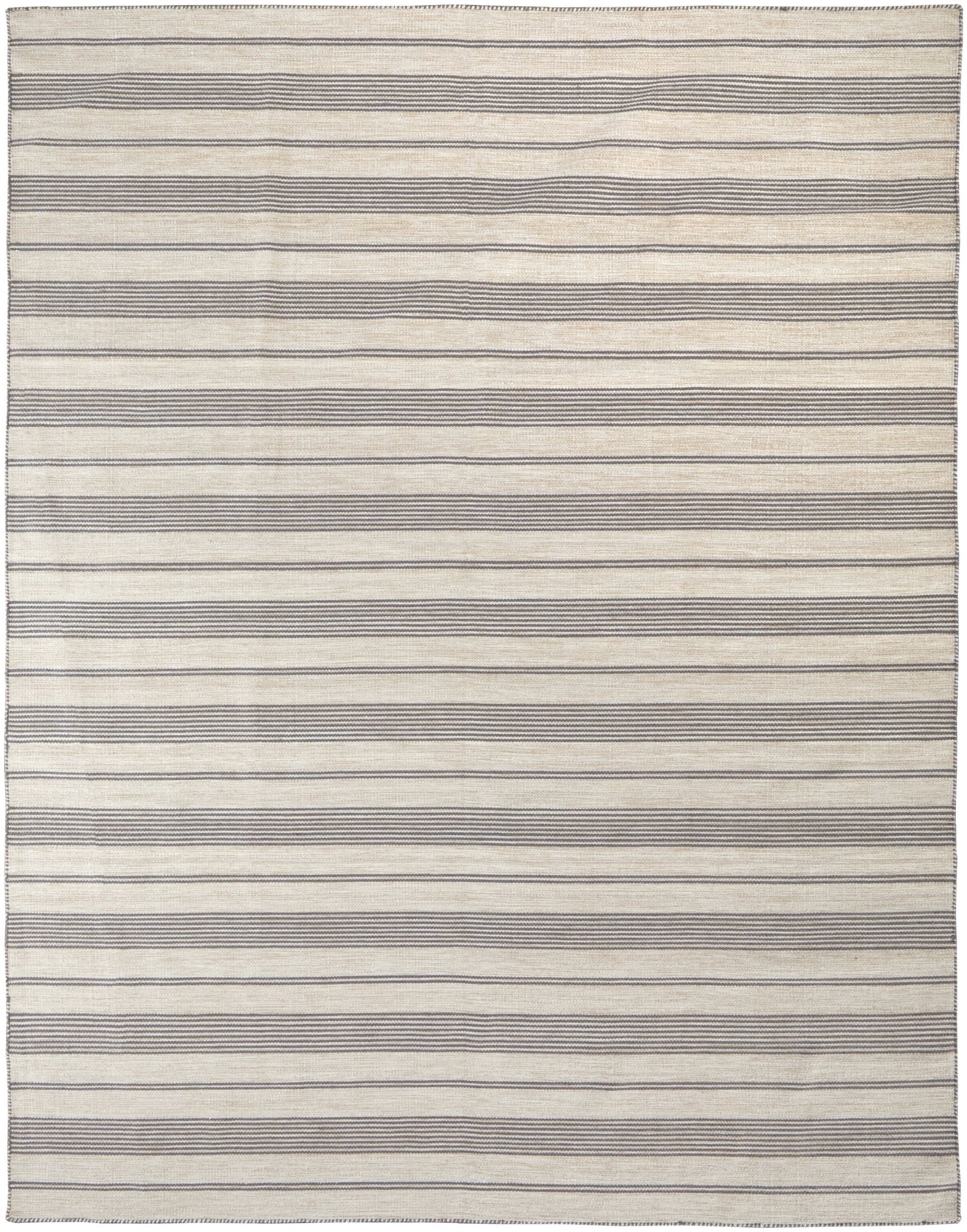 Gray and Ivory Striped Synthetic Indoor/Outdoor Area Rug