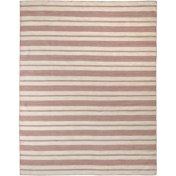 Feizy Duprine Transitional Stripes, Red/Ivory, 4' x 6' Accent Rug Easy Care Fade Resistant Stain Resistant Casual Geometric Floor Rug for Living room Bedroom