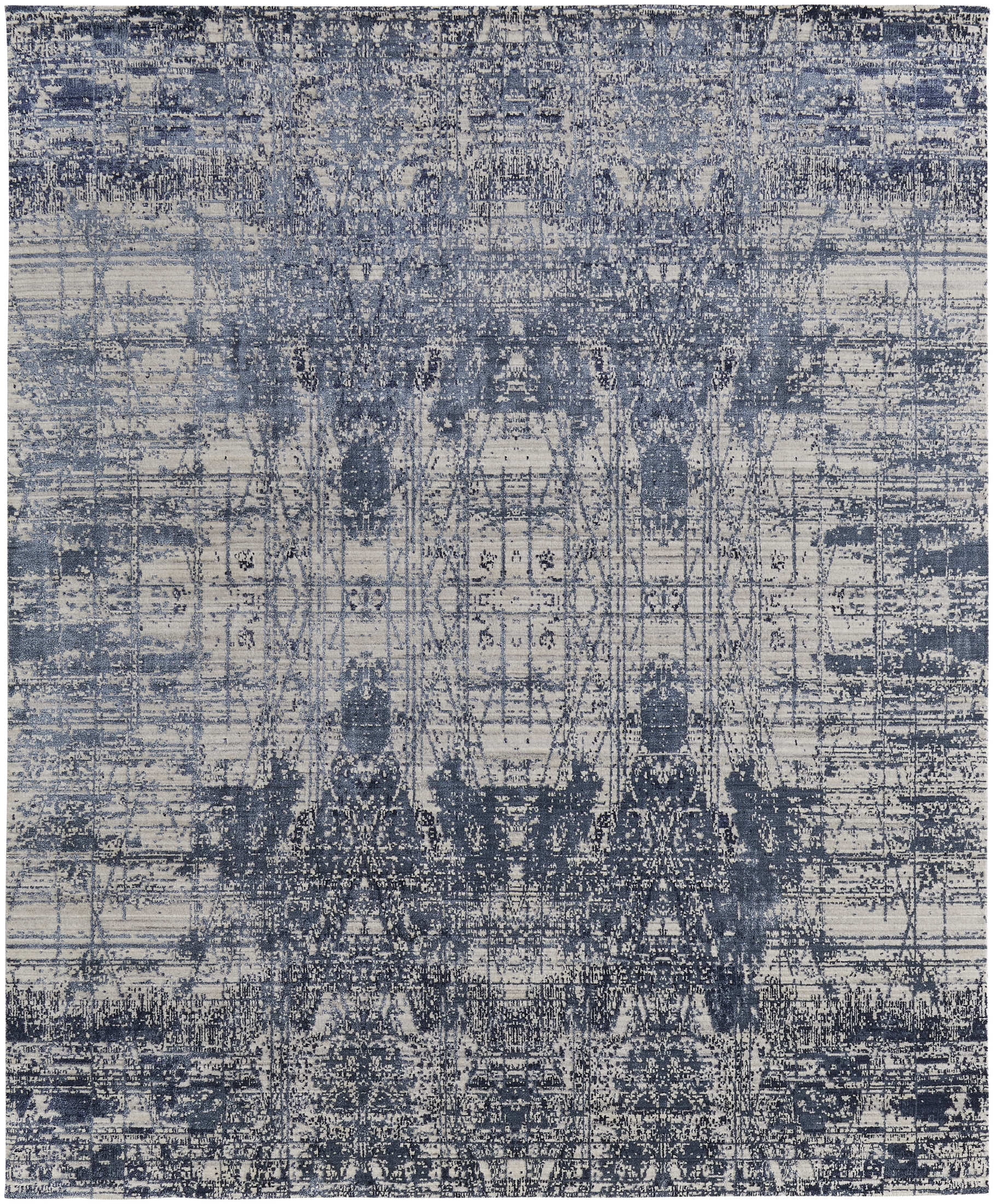 Eastfield Blue and Ivory Hand-Knotted Wool Area Rug