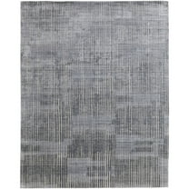 Feizy Eastfield Modern Abstract, Blue/Ivory/Gray, 2' x 3' Accent Rug Sheen Handmade Casual Distressed Floor Rug for Living room Bedroom