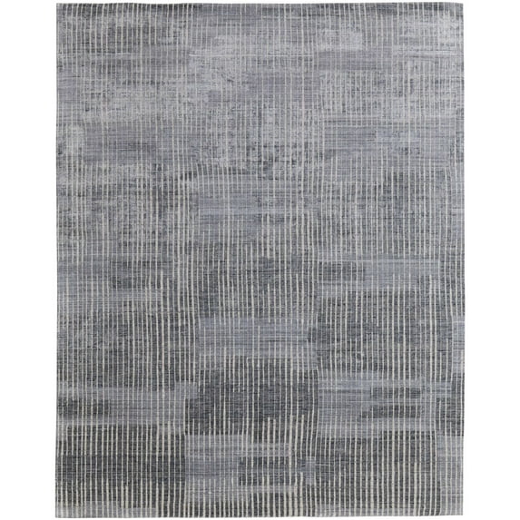 Feizy Eastfield Modern Abstract, Blue/Ivory/Gray, 2' x 3' Accent Rug Sheen Handmade Casual Distressed Floor Rug for Living room Bedroom