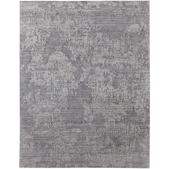 Feizy Eastfield Modern Abstract, Gray, 2' x 3' Accent Rug Sheen Handmade Casual Distressed Floor Rug for Living room Bedroom