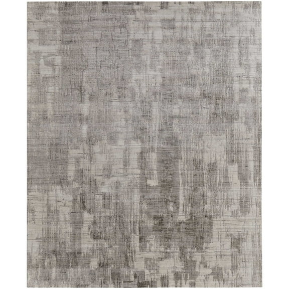 Feizy Eastfield Modern Abstract, Gray/Ivory, 2' x 3' Accent Rug Sheen Handmade Casual Distressed Floor Rug for Living room Bedroom