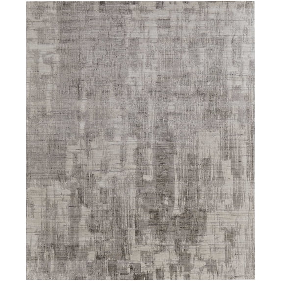 Feizy Eastfield Modern Abstract, Gray/Ivory, 9' x 12' Area Rug Sheen Handmade Casual Distressed Floor Rug for Living room Bedroom
