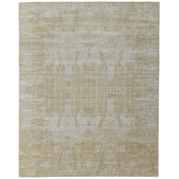 Feizy Eastfield Modern Abstract, Yellow/Ivory/Gold, 2' x 3' Accent Rug Sheen Handmade Design Carpet for Living Dining Bed Room