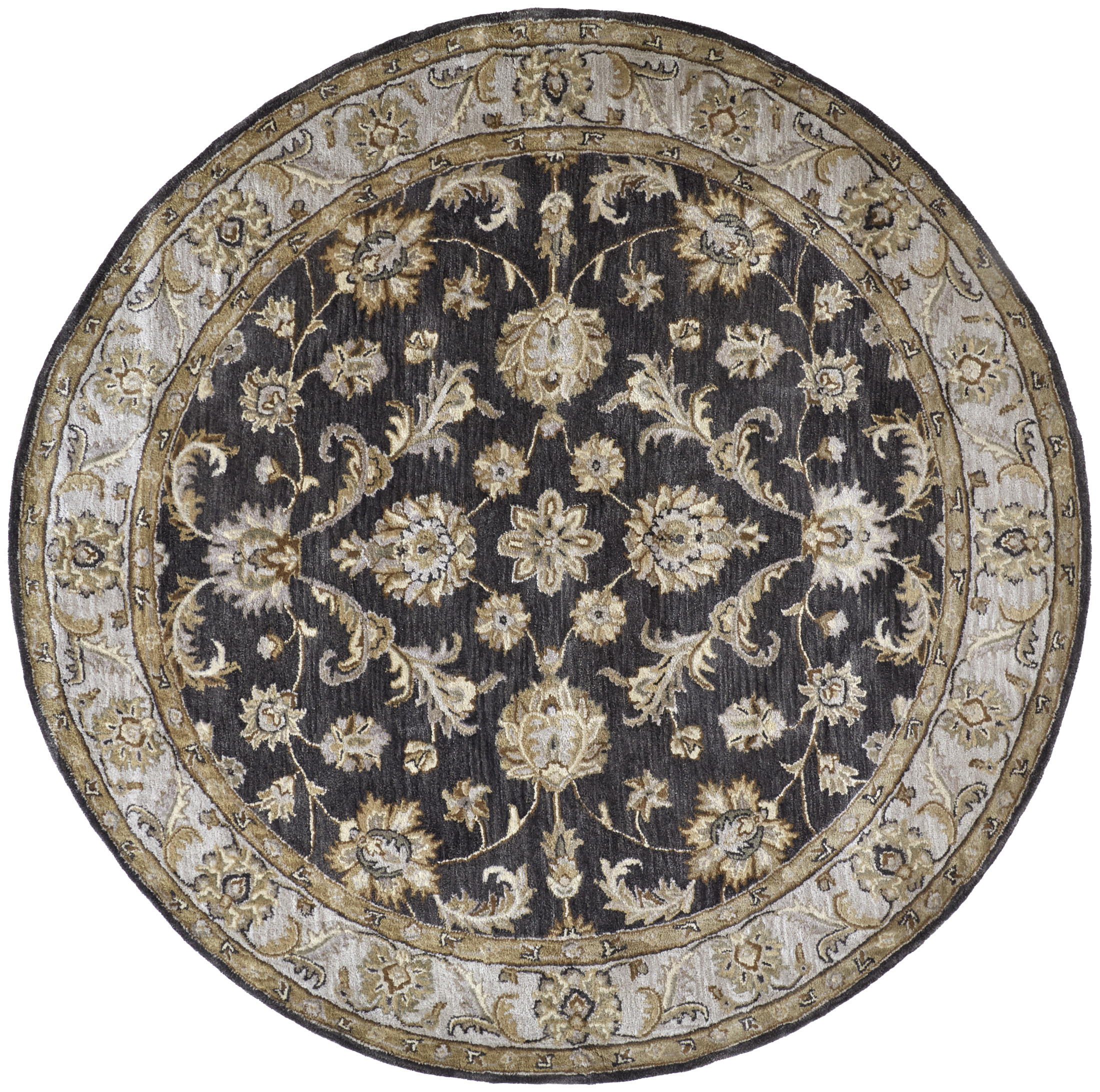 Feizy Eaton Traditional Oriental, Blue/Gray/Taupe, 8' x 8' Round Rug