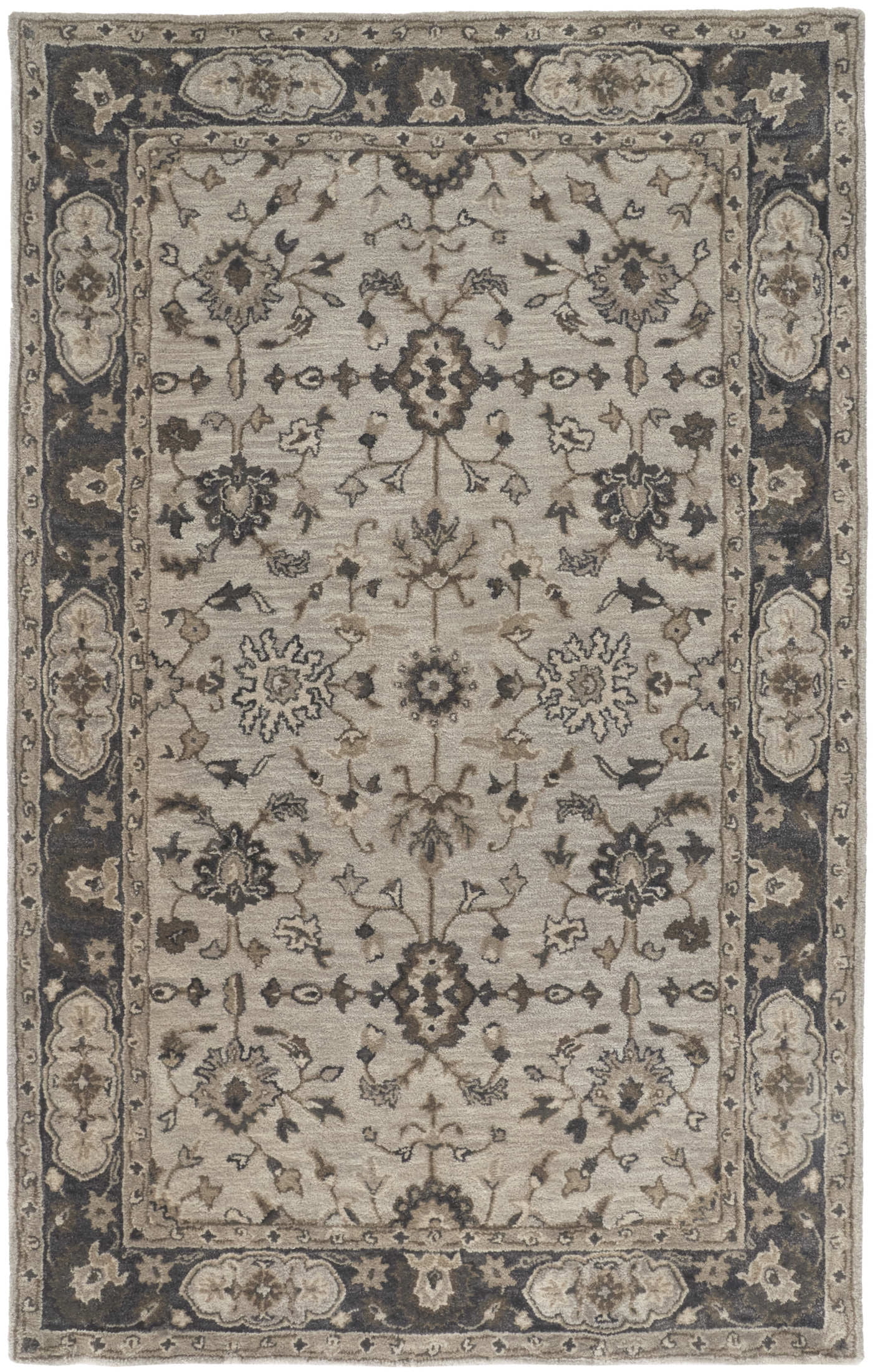 Feizy Eaton Traditional Oriental, Gray/Ivory/Taupe, 9'6" x 13'6" Area