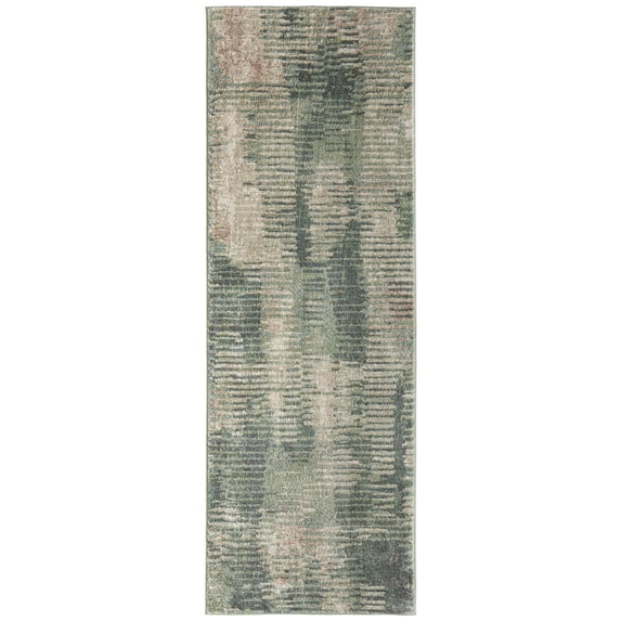 Feizy Eden Modern Abstract, Green/Ivory/Brown, 2' 6" x 7' 3" Runner, Easy Care Stain Resistant Fade Resistant, Area Rug for Living Room and Bedroom