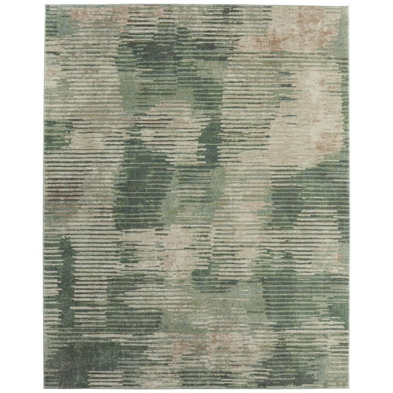 Feizy Eden Modern Abstract, Green/Ivory/Brown, 5' x 7'6" Area Rug Easy Care Stain Resistant Fade Resistant Industrial Distressed Floor Rug for Living room Bedroom
