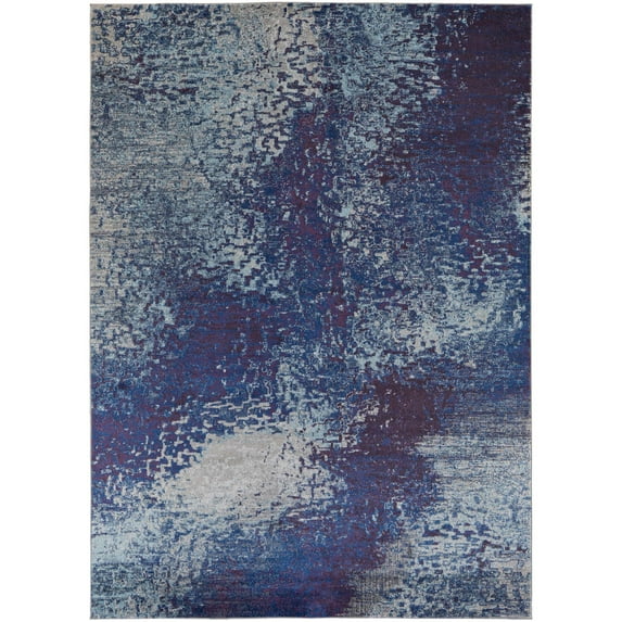 Feizy Edgemont Modern Abstract, Blue/Purple/Ivory, 10' x 14' Area Rug Easy Care Stain Resistant Fade Resistant Casual Watercolor Floor Rug for Living room Bedroom