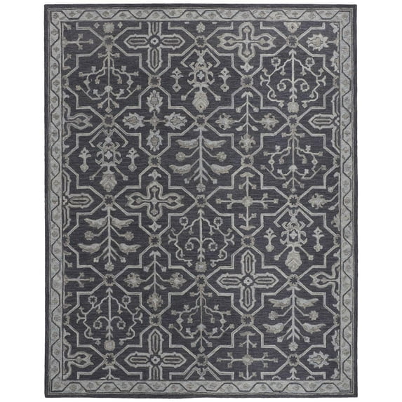 Feizy Fallon Traditional Oriental, Blue/Gray, 8' x 10' Area Rug Easy Care Stain Resistant Kid Friendly Classic Geometric Floor Rug for Living room Bedroom