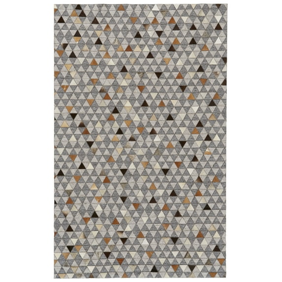 Feizy Fannin Transitional Geometric, Gray/Ivory/Brown, 5' x 8' Area Rug Fade Resistant Sheen Mid-Century Modern Design Carpet for Living Dining Bed Room