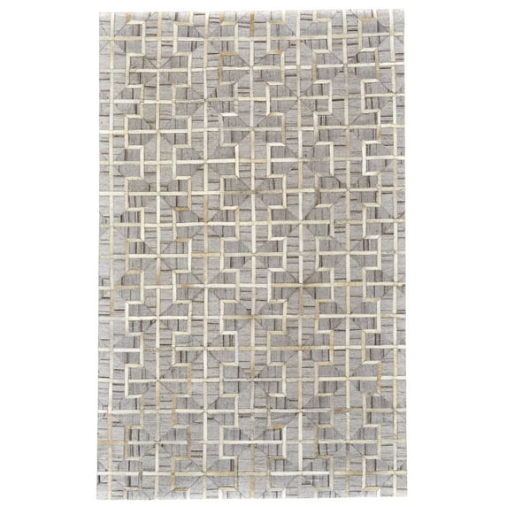 Feizy Fannin Transitional Geometric, Gray/Ivory/Brown, 8' x 11' Area Rug Fade Resistant Sheen Mid-Century Modern Design Carpet for Living Dining Bed Room
