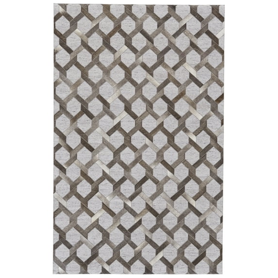 Feizy Fannin Transitional Geometric, Gray/Taupe/Silver, 9'6" x 13'6" Area Rug Fade Resistant Sheen Mid-Century Modern Trellis & Lattice Design Carpet for Living Dining Bed Room