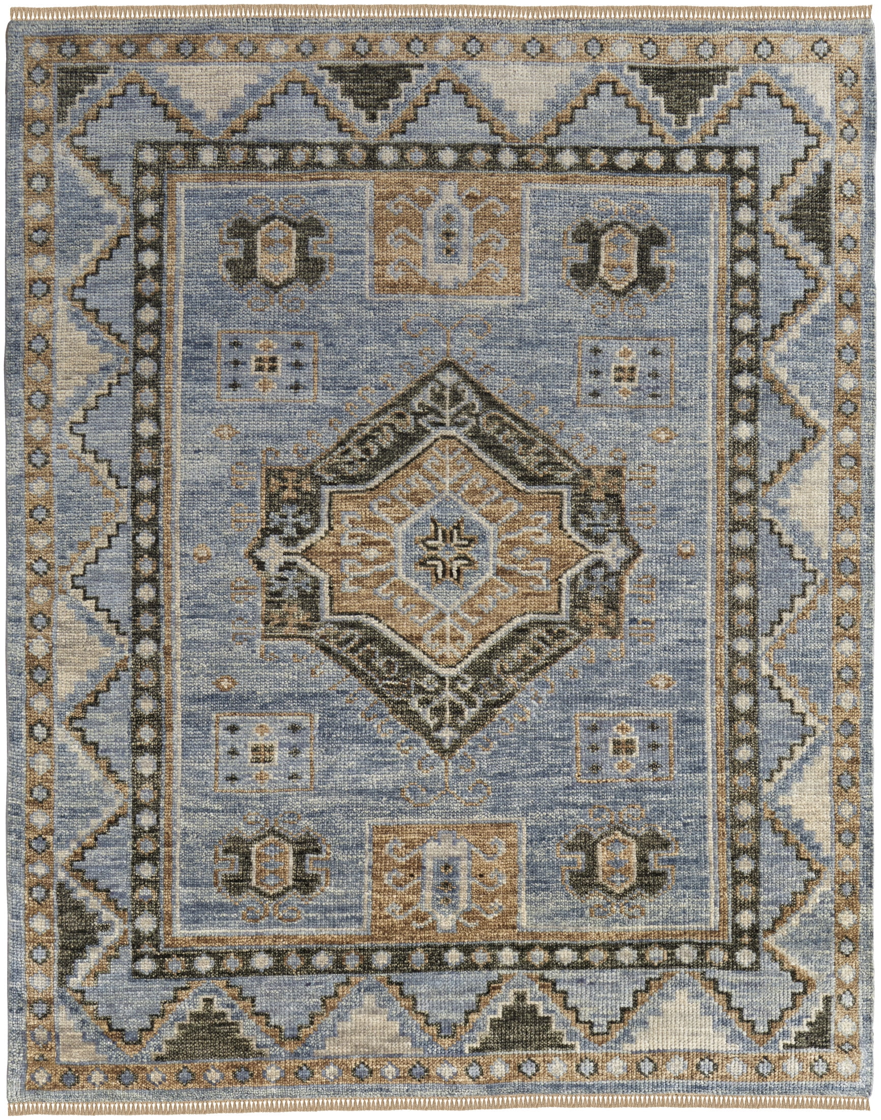 Hand-Knotted Blue Wool Traditional Medallion Area Rug 3' x 5'