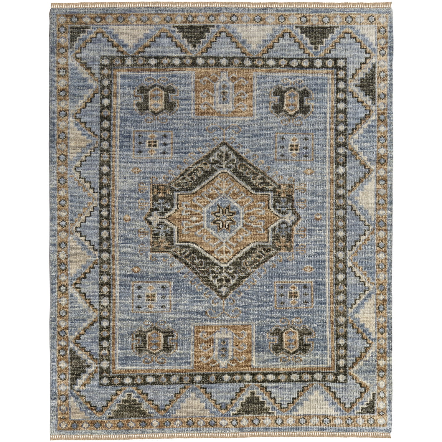 Hand-Knotted Blue Wool Traditional Medallion Area Rug 3' x 5'
