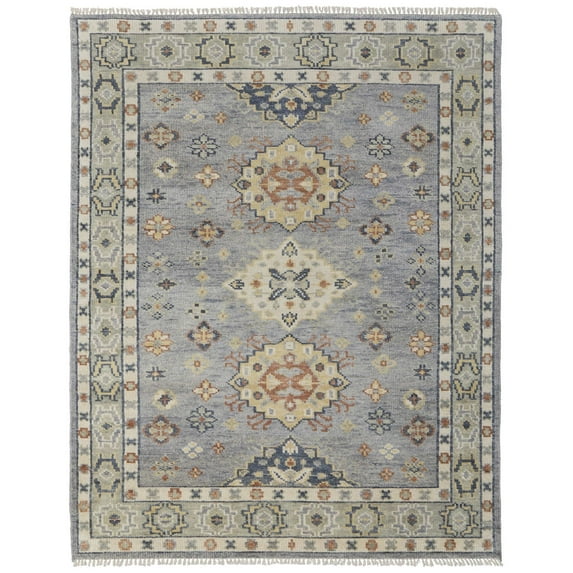 Feizy Fillmore Transitional Diamond, Blue/Taupe/Gray, 9' x 12' Area Rug Easy Care Stain Resistant Pet & Kid Friendly Bohemian & Eclectic Medallion Floor Rug for Living room Bedroom