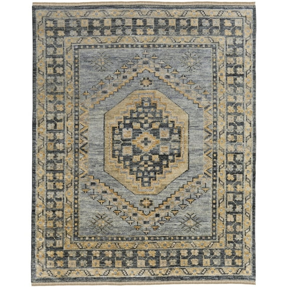 Feizy Fillmore Transitional Medallion, Blue/Gray, 8' x 10' Area Rug Easy Care Stain Resistant Pet & Kid Friendly Vintage Bordered Floor Rug for Living room Bedroom