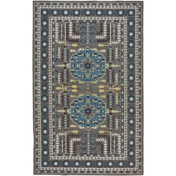 Feizy Foster Transitional Medallion, Gray/Blue/Green, 10' x 13'2" Area Rug Easy Care Stain Resistant Fade Resistant Classic Bordered Floor Rug for Living room Bedroom