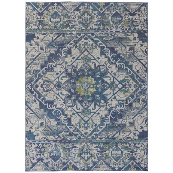 Feizy Foster Transitional Oriental, Blue/Green/Ivory, 10' x 13'2" Area Rug Easy Care Stain Resistant Fade Resistant Vintage Floral & Botanical Floor Rug for Living room Bedroom