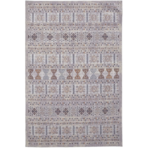 Feizy Francisco Transitional Oriental, Orange/Gray/White, 6'7" x 9'4" Area Rug Fade Stain Resistant Eco Friendly Southwestern Geometric Design Carpet for Living Dining Bed Room