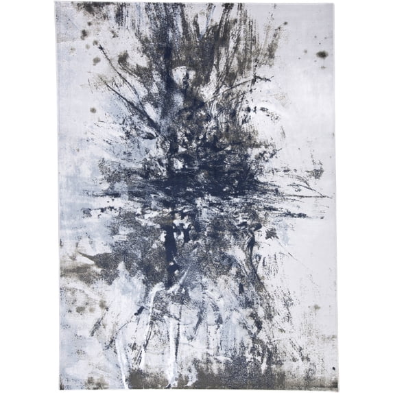 Feizy Gaspar Modern Abstract, Blue/Gray/White, 5'2" x 7'2" Area Rug Easy Care Fade Resistant Stain Resistant Industrial Gradient & Ombre Design Carpet for Living Dining Bed Room
