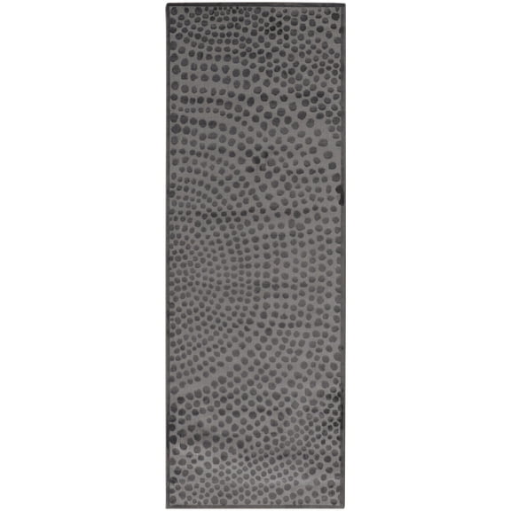 Feizy Gaspar Modern Polka Dots, Gray/Silver/Ivory, 2'10" x 8' Runner Easy Care Fade Resistant Stain Resistant Casual Gradient & Ombre Design Carpet for Living Dining Bed Room