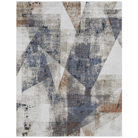 Feizy Gilmore Modern Color Block, Blue/Ivory/Taupe, 2' x 3' Accent Rug Stain Fade Resistant Pet & Kid Friendly Bohemian & Eclectic Geometric Floor Rug for Living room Bedroom