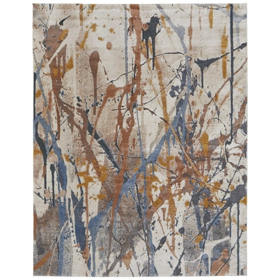 Feizy Gilmore Modern Watercolor, Blue/Orange/Gray, 2' x 3' Accent Rug Stain Fade Resistant Pet & Kid Friendly Bohemian & Eclectic Abstract Floor Rug for Living room Bedroom