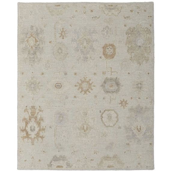 Feizy Grafton Transitional Floral & Botanical, Tan/Ivory/Orange, 7'9" x 9'9" Area Rug Stain Resistant Easy Care Kid Friendly Craftsman Design Carpet for Living Dining Bed Room