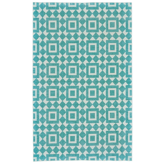 Feizy Granada Transitional Geometric, Blue/White, 5' x 8' Area Rug Easy Care Pet & Kid Friendly Handmade Global Diamond Floor Rug for Living room Bedroom