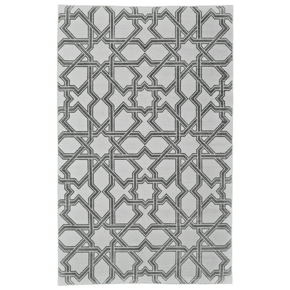 Feizy Granada Transitional Geometric, Gray/White, 4' x 6' Accent Rug Easy Care Pet & Kid Friendly Handmade Global Trellis & Lattice Design Carpet for Living Dining Bed Room