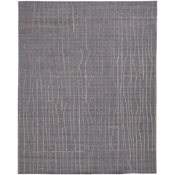 Feizy Haverhill Transitional Solid, Gray/Silver, 5' x 8' Area Rug Handmade Sheen Casual Stripes Design Carpet for Living Dining Bed Room