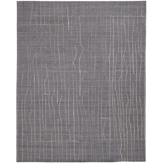Feizy Haverhill Transitional Solid, Gray/Silver, 5' x 8' Area Rug Handmade Sheen Casual Stripes Design Carpet for Living Dining Bed Room