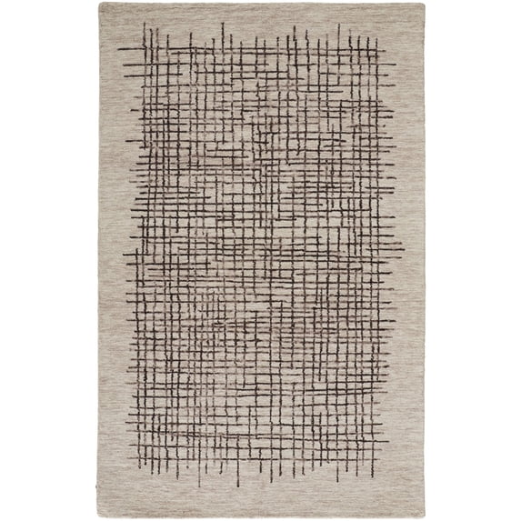 Feizy Home Collection 3.5' x 5.5' Gray and Brown Architectural Hand Tufted Rectangular Wool Area