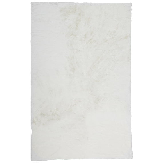 Feizy Home Collection 3' x 5' Solid White Rectangular Shag Area Throw Rug