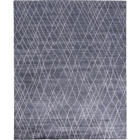 Feizy Home Collection 8' x 10' Blue and Ivory Minimalist Handwoven Rectangular Area Throw Rug