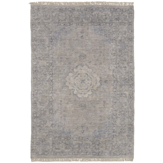 Feizy Home Collection 9' x 12' Blue and Gray Vintage Distressed Handwoven Rectangular Wool Area