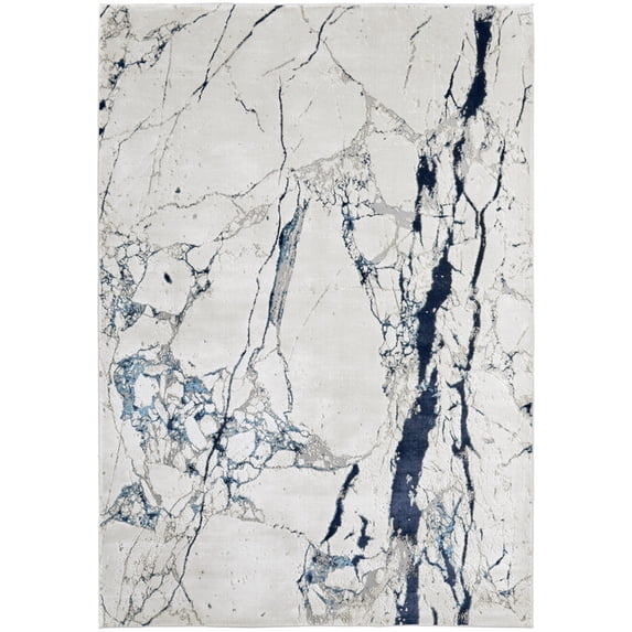 Feizy Indio Modern Abstract, Ivory/Blue/Black, 6' 7" x 9' 6" Area Rug, Stain Fade Resistant Pet & Kid Friendly, Area Rug for Living Room and Bedroom