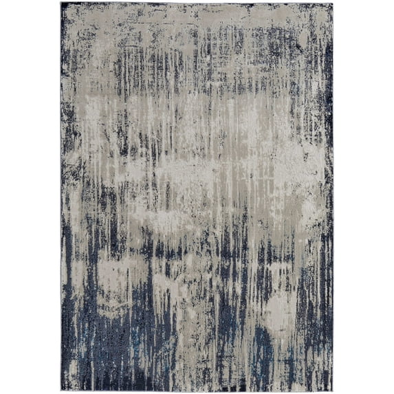 Feizy Indio Modern Abstract, Tan/Blue/Ivory, 10' x 13'2" Area Rug Stain Fade Resistant Pet & Kid Friendly Industrial Watercolor Design Carpet for Living Dining Bed Room