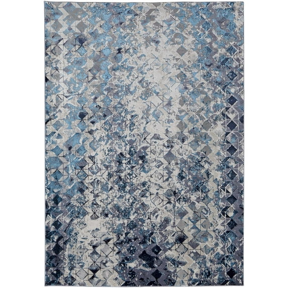 Feizy Indio Modern Diamond, Blue/Ivory/Gray, 5' x 8' Area Rug Stain Fade Resistant Pet & Kid Friendly Bohemian & Eclectic Geometric Floor Rug for Living room Bedroom