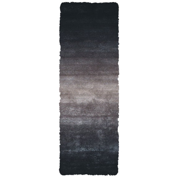 Feizy Indochine Modern Gradient & Ombre, Black/Gray, 2'6" x 6' Runner Sheen Fade Resistant Industrial Design Carpet for Living Dining Bed Room