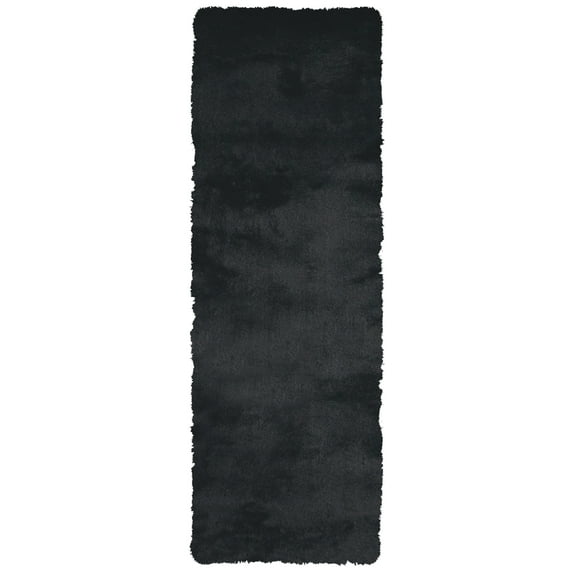 Feizy Indochine Modern Solid, Black, 2'6" x 6' Runner Sheen Fade Resistant Luxury & Glam Design Carpet for Living Dining Bed Room