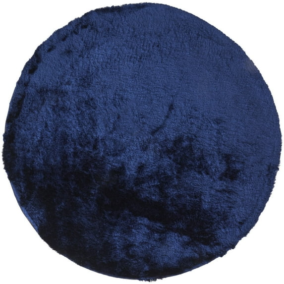 Feizy Indochine Modern Solid, Blue/Black, 10' x 10' Round Rug Sheen Fade Resistant Luxury & Glam Floor Rug for Living room Bedroom
