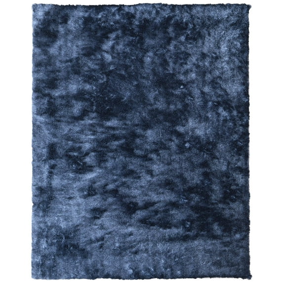 Feizy Indochine Modern Solid, Blue/Black, 7'6" x 9'6" Area Rug Sheen Fade Resistant Luxury & Glam Floor Rug for Living room Bedroom