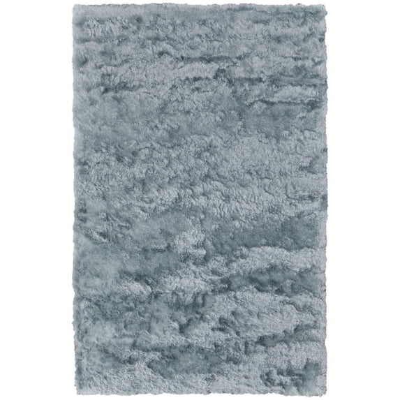 Feizy Indochine Modern Solid, Blue/Silver, 7'6" x 9'6" Area Rug Sheen Fade Resistant Luxury & Glam Floor Rug for Living room Bedroom