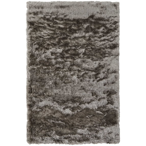 Feizy Indochine Modern Solid, Gray/Black, 4'9" x 7'6" Area Rug Sheen Fade Resistant Luxury & Glam Floor Rug for Living room Bedroom