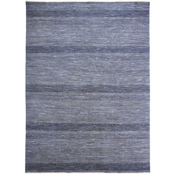 Feizy Janson Transitional Stripes, Blue/Gray, 11'6" x 15' Area Rug Sheen Fade Resistant Reversible Casual Solid Design Carpet for Living Dining Bed Room